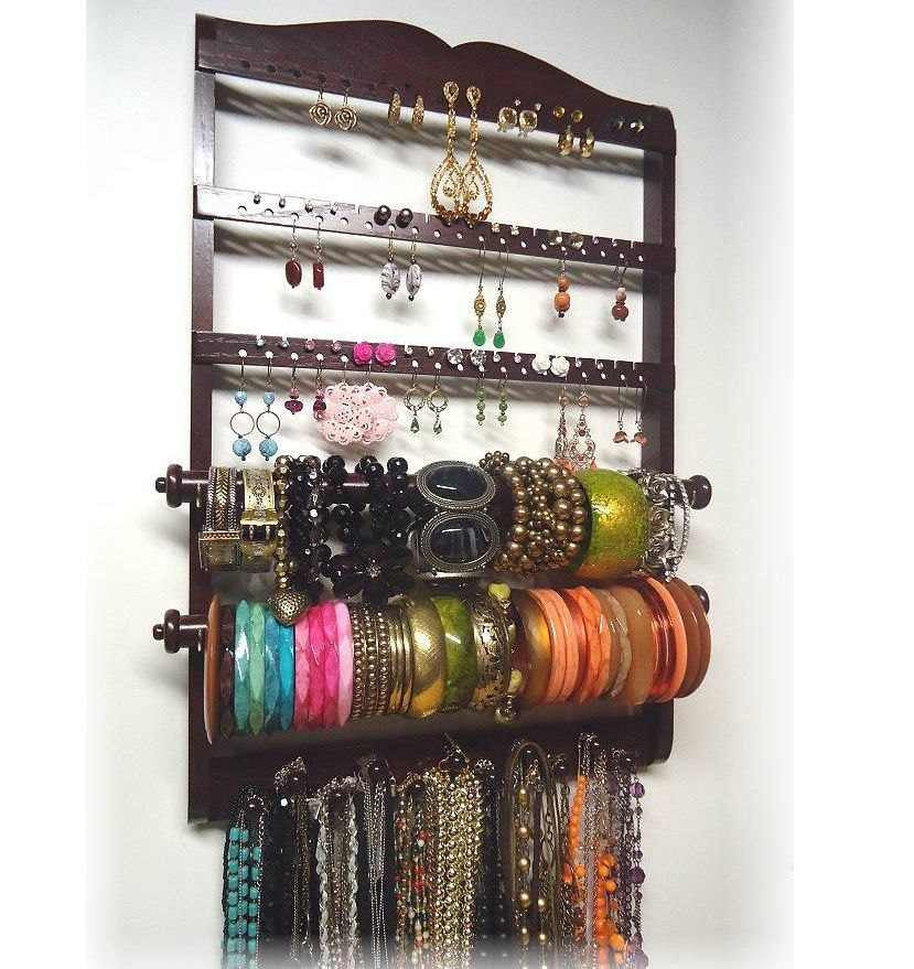 Jewelry Rack Wood Trim Bangle Holder Necklace Display Joyeros Organizador  Mujer 