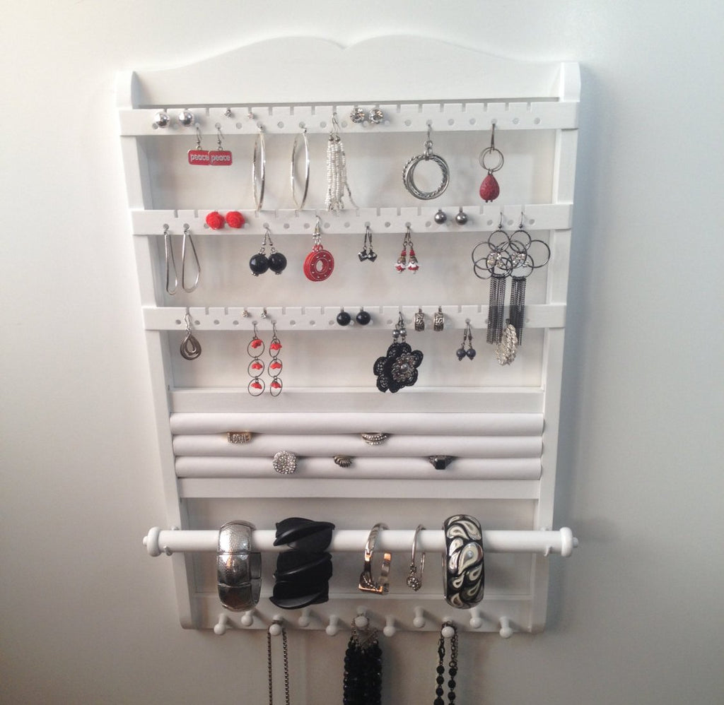 White Deluxe Jewelry Organizer front